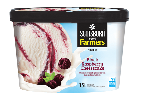 Black Rasberry Cheesecake Scotsburn joins Farmers Ice Cream