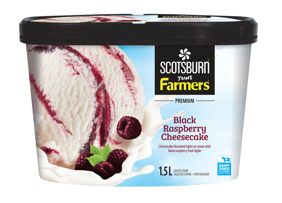 Black Rasberry Cheesecake Scotsburn joins Farmers Ice Cream