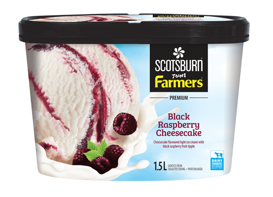 Black Rasberry Cheesecake Scotsburn joins Farmers Ice Cream