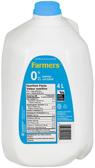 Farmers 0% Milk 4L Jug
