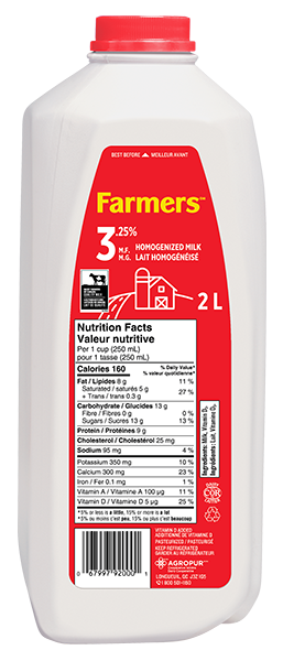Farmers 3.25% Milk 2L Jug