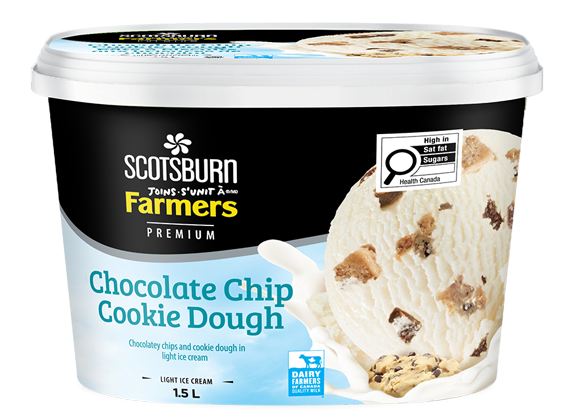 Chocolate Chip Cookie Dough Scotsburn joins Farmers Ice Cream