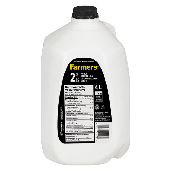 Farmers Milk 2% 4L Jug
